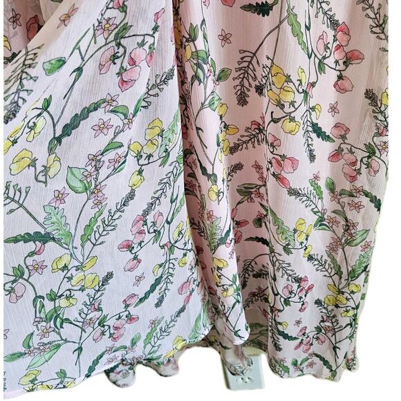 TOMMY HILFIGER Women's 16 Midi Dress Chiffon Pink Floral 3/4 Sleeve Faux Wrap - Picture 5 of 9